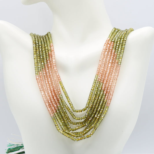 CZ Beaded Necklace Multi Color - 7 Strand