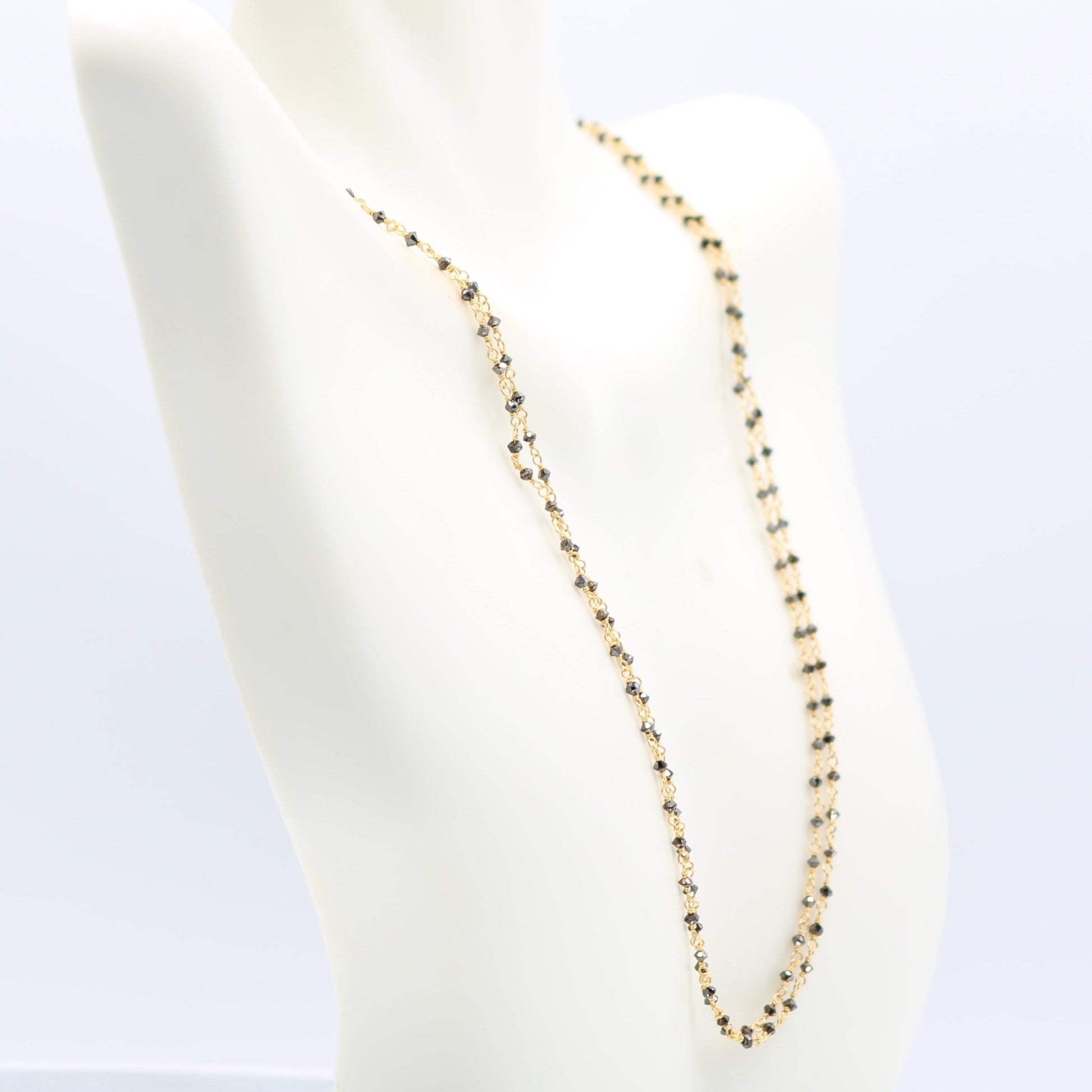 Black Diamond 2 Strand Necklace - 22K Gold - Taj Mahal Gems