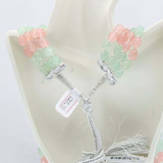 Bi-Color Jade Necklace Multi Strand