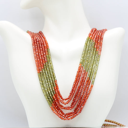 Multi Color CZ Beaded Necklace - 7 Strand