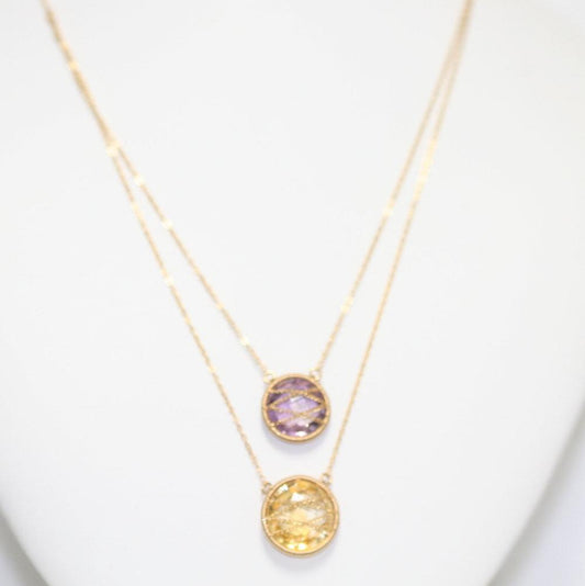 10KT Yellow Gold Amethyst Citrine Necklace - Taj Mahal Gems