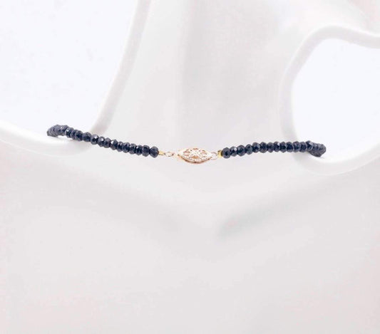 14KY Amazonite with Black Spinel Beaded Necklace - Taj Mahal Gems