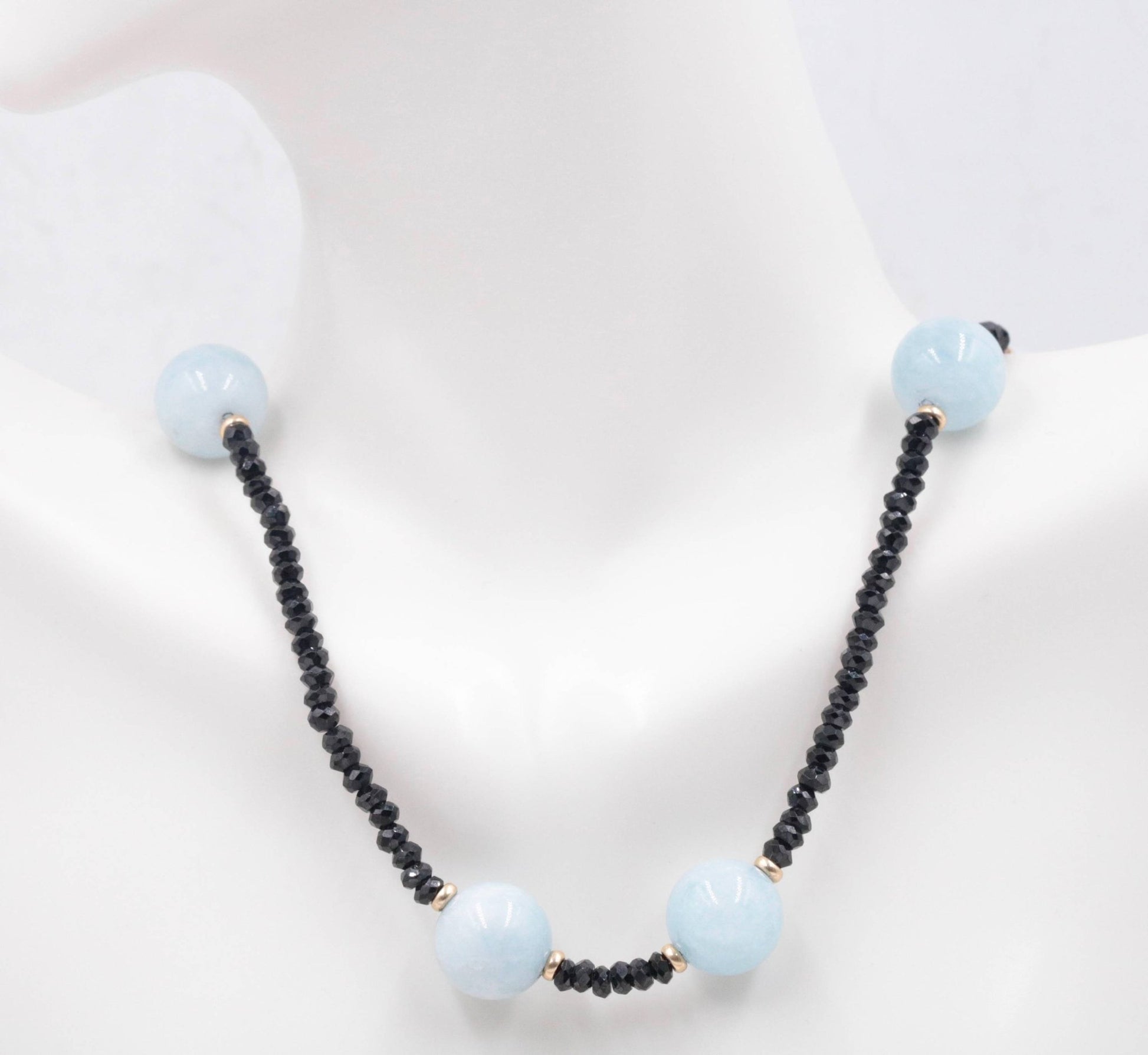 14KY Aquamarine with Spinel Necklace - Taj Mahal Gems