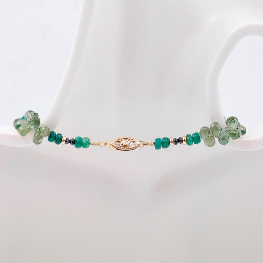 14KY Gold Apatite Emerald Beaded Necklace - Taj Mahal Gems