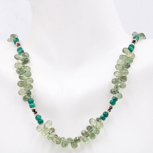 14KY Gold Apatite Emerald Beaded Necklace - Taj Mahal Gems