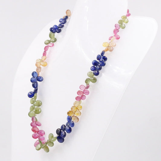 14KY Multi - Color Sapphire Drop Necklace - Taj Mahal Gems