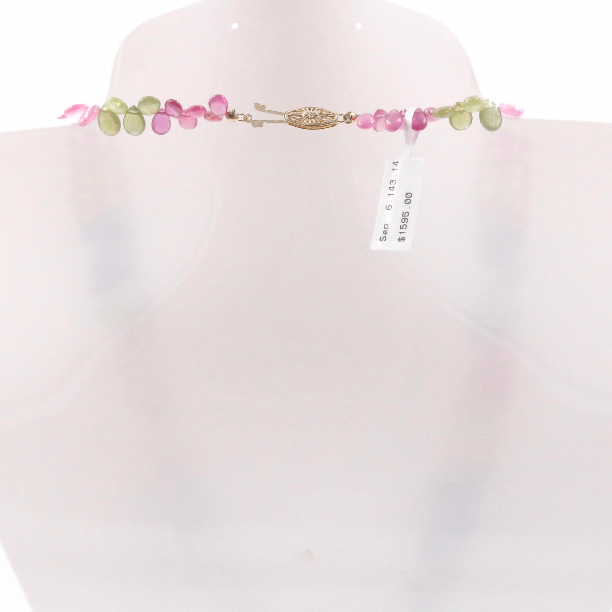 14KY Multi - Color Sapphire Drop Necklace - Taj Mahal Gems