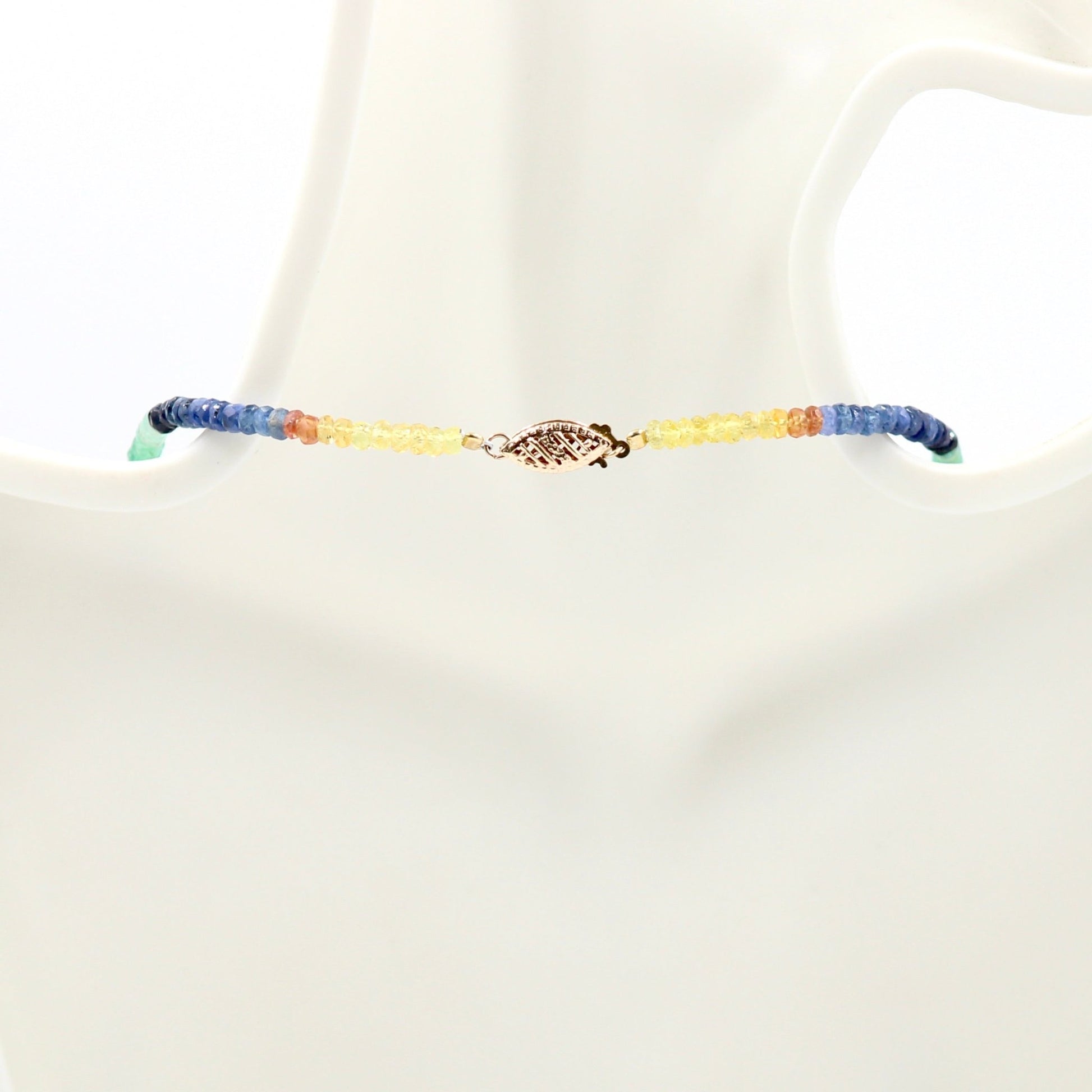 14KY Multi Color Sapphire Ruby and Emerald Necklace - Taj Mahal Gems