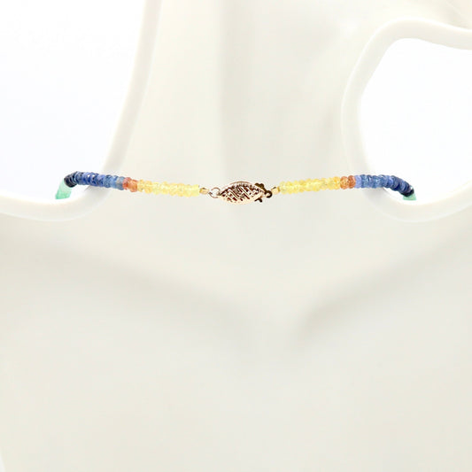 14KY Multi Color Sapphire Ruby and Emerald Necklace - Taj Mahal Gems