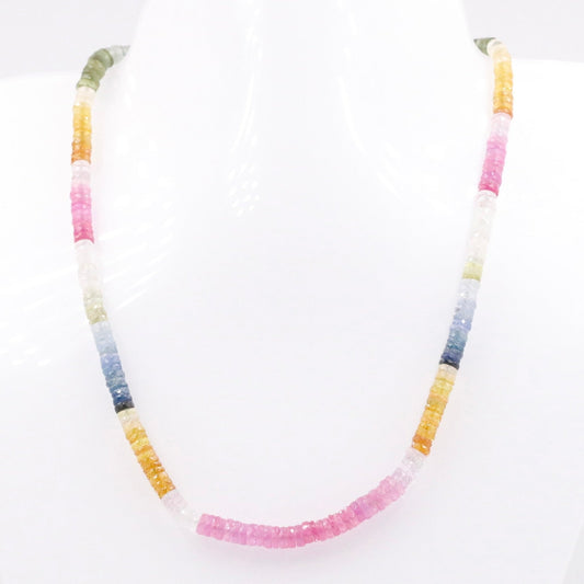 14KY MultiColor Sapphire Beaded Necklace - Taj Mahal Gems