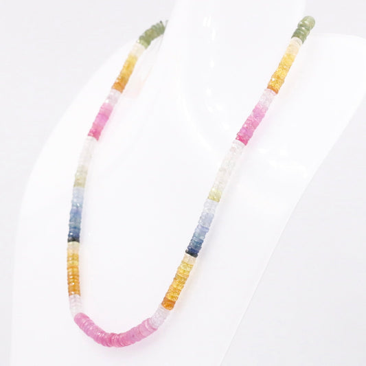 14KY MultiColor Sapphire Beaded Necklace - Taj Mahal Gems