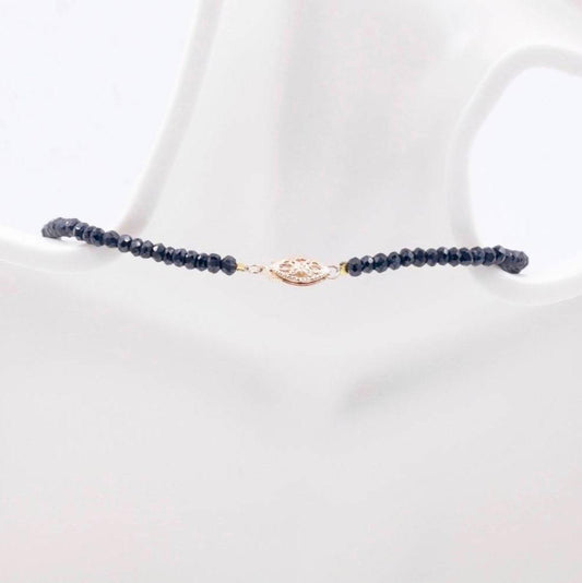 14KY Natural Citrine with Black Spinel Necklace - Taj Mahal Gems