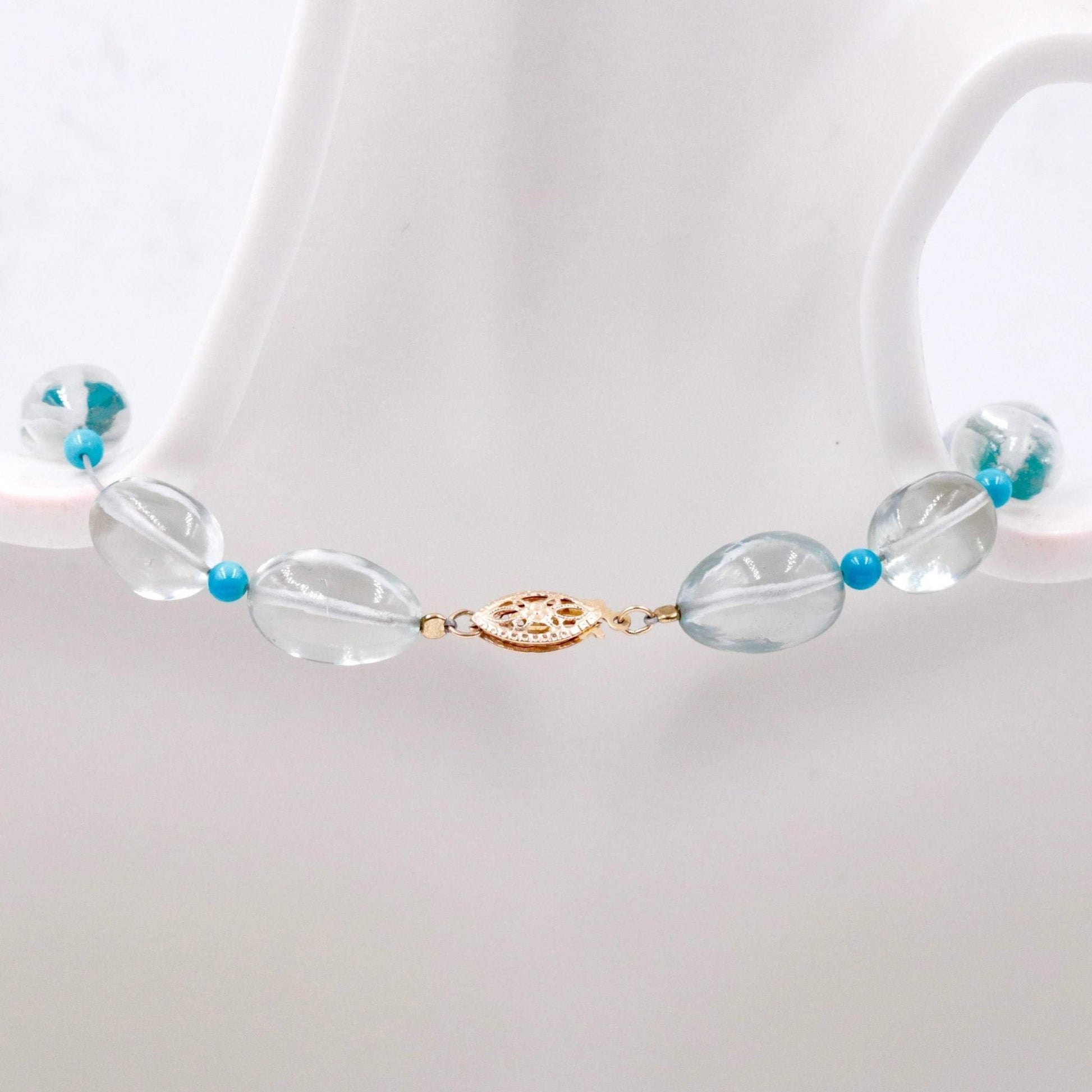 14KY Natural Prasiolite with Turquoise Necklace - Taj Mahal Gems