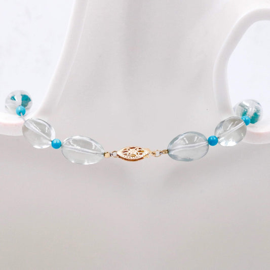 14KY Natural Prasiolite with Turquoise Necklace - Taj Mahal Gems