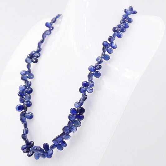 14KY Sapphire Drop Beaded Necklace - Taj Mahal Gems