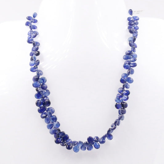 14KY Sapphire Drop Beaded Necklace - Taj Mahal Gems