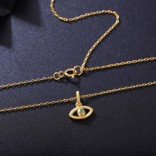 18K Gold Plated Evil Eye Necklace with Natural Alexandrite Charms - Taj Mahal Gems