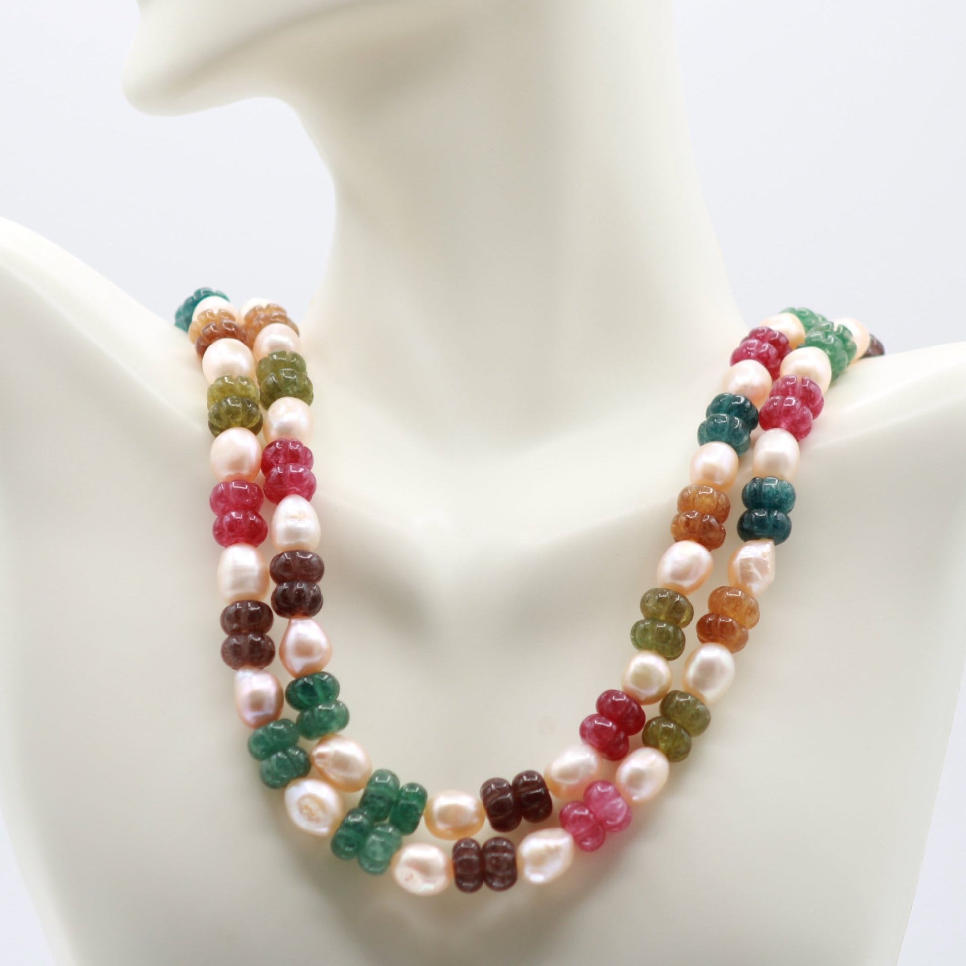 Multi Color Pumpkin Jade Necklace - Taj Mahal Gems
