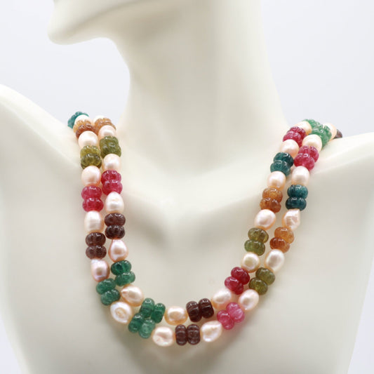Multi Color Pumpkin Jade Necklace - Taj Mahal Gems