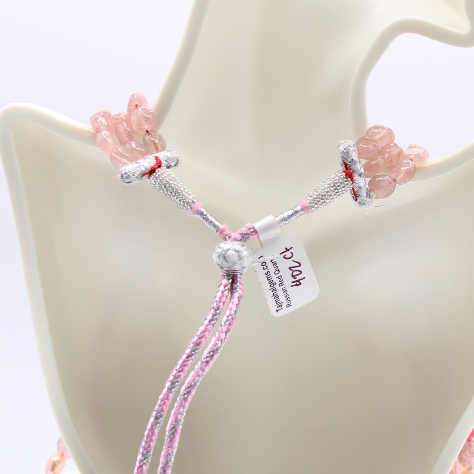 Strawberry Quartz 6 - 10mm with Pearl & Coral - Layered Necklace - Taj Mahal Gems