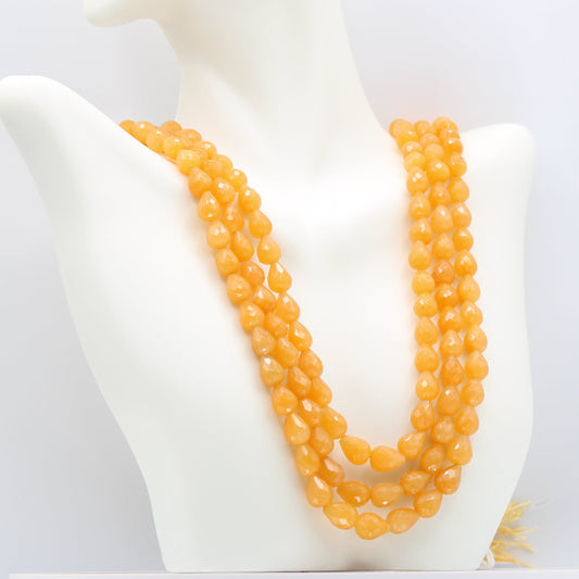 Yellow Sapphire Pear Shape Faceted Necklace - 3 & 2 Strand