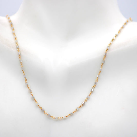 22K Gold with White Diamond Necklace - Taj Mahal Gems