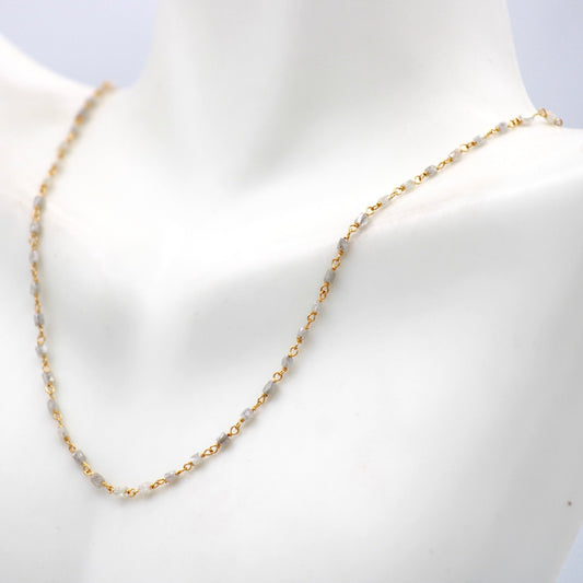 22K Gold with White Diamond Necklace - Taj Mahal Gems