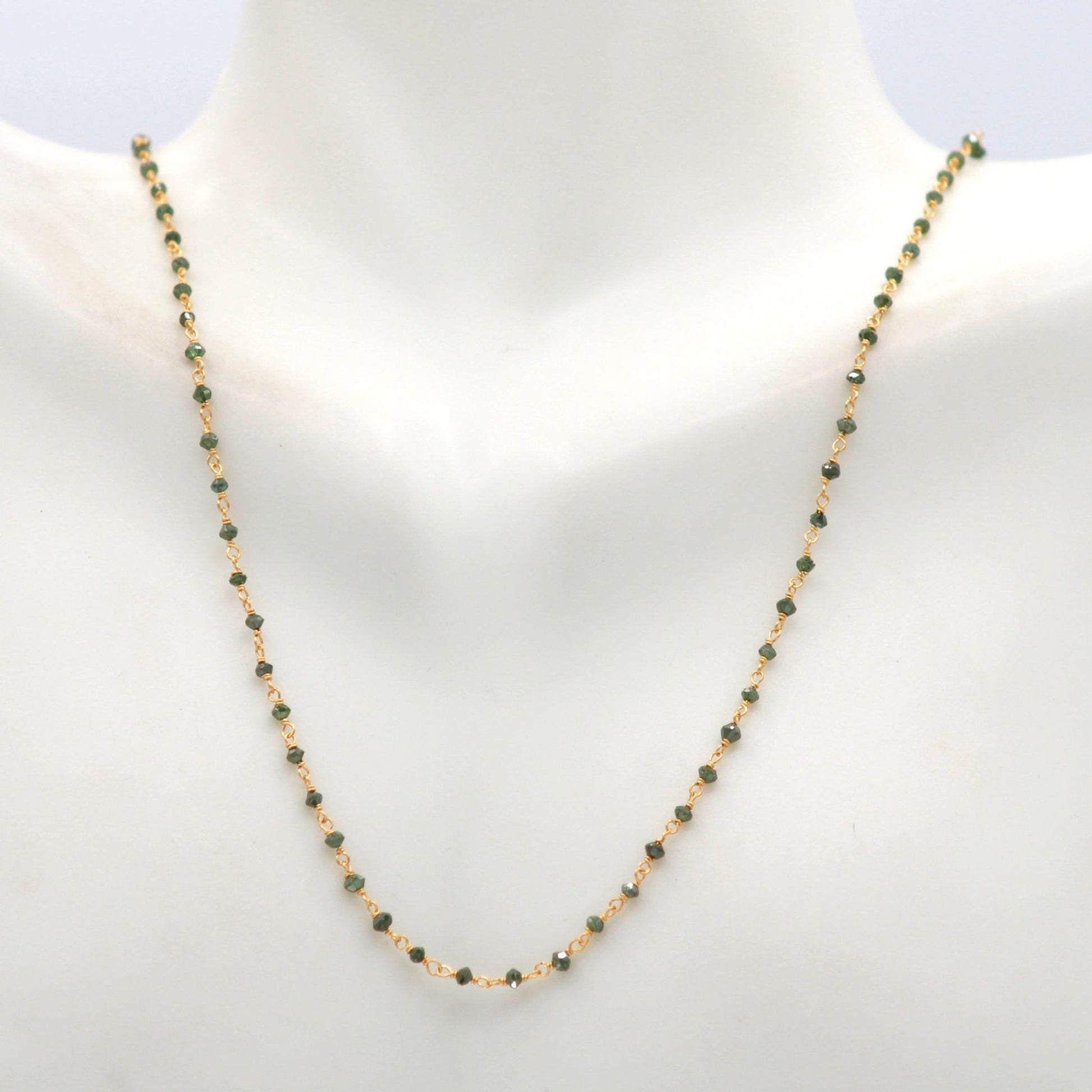 22KY Natural YG & and Green Diamond Necklace - Taj Mahal Gems