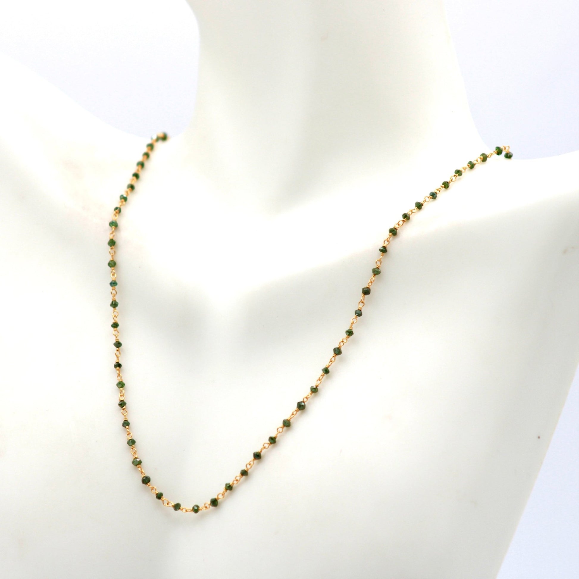 22KY Natural YG & and Green Diamond Necklace - Taj Mahal Gems