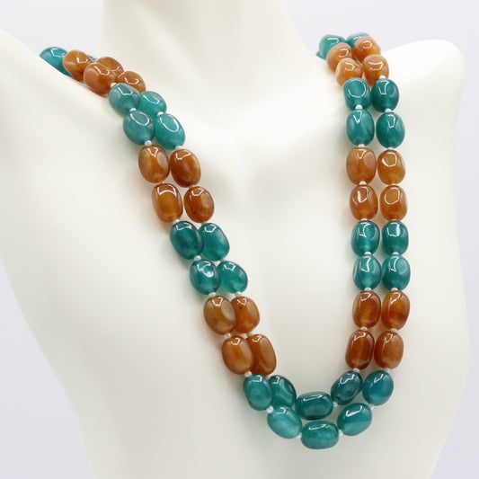Blue & Yellow Bi-Color Jade Necklace for Jewelry