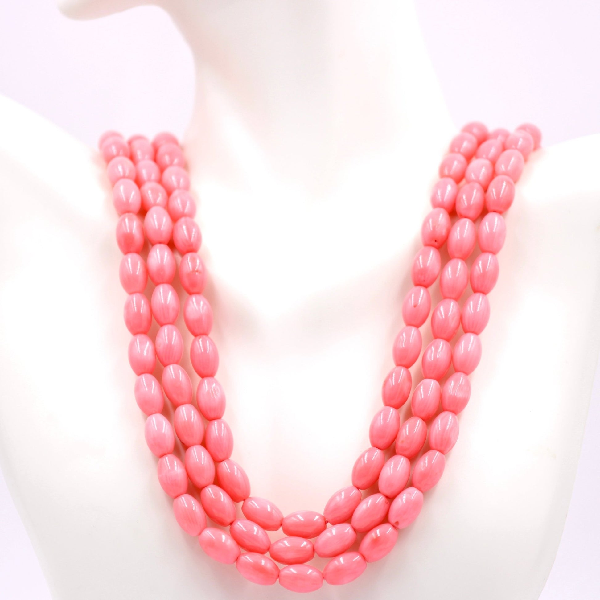 3 Strand Pink Coral Necklace - Taj Mahal Gems