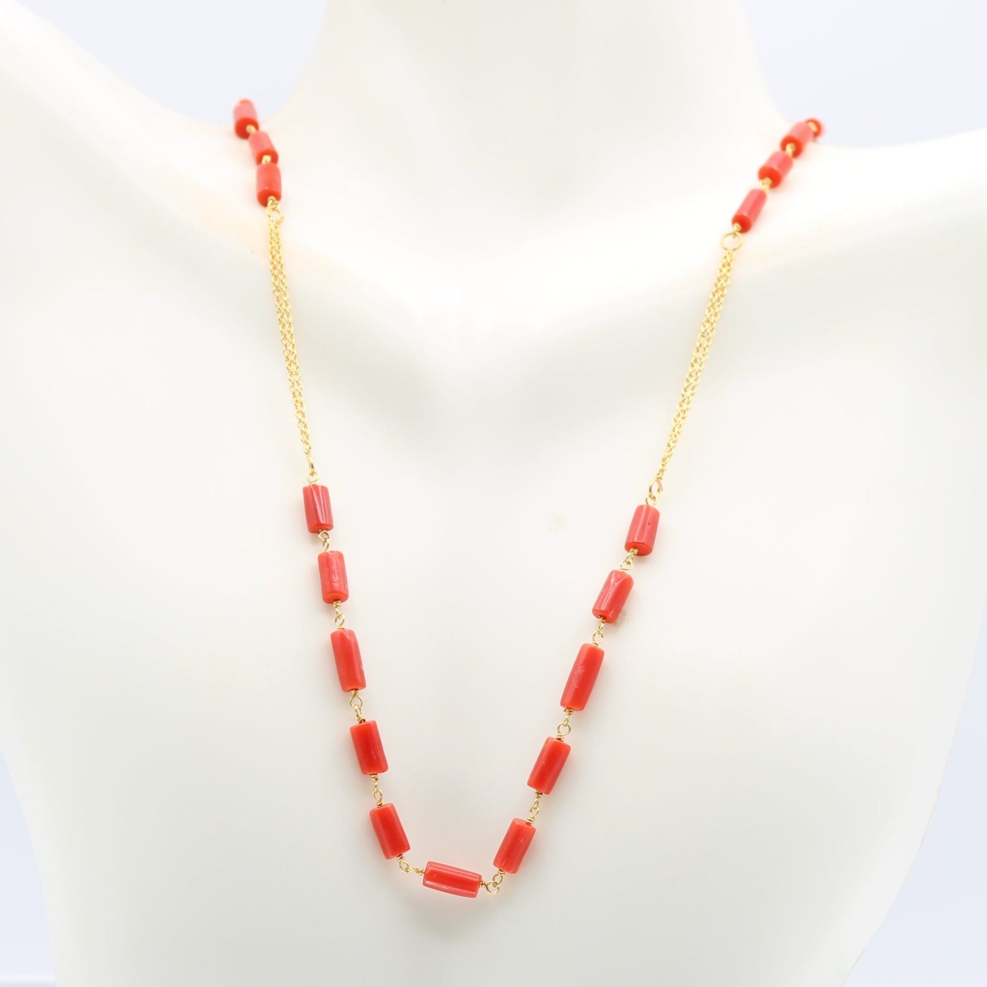 Italian Coral with 22KT Gold Necklace - Taj Mahal Gems