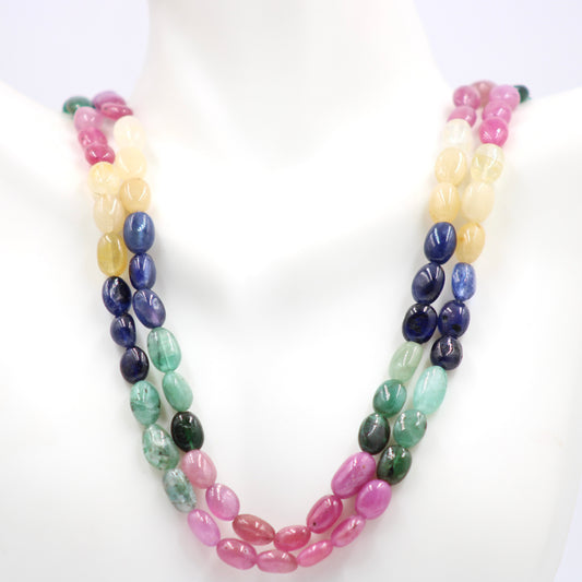 Multi Color Sapphire & Emerald Necklace featuring vibrant sapphires and emeralds in a stunning design.