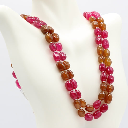 Bi-Color Jade Elegeant Necklace - Pink & Yellow