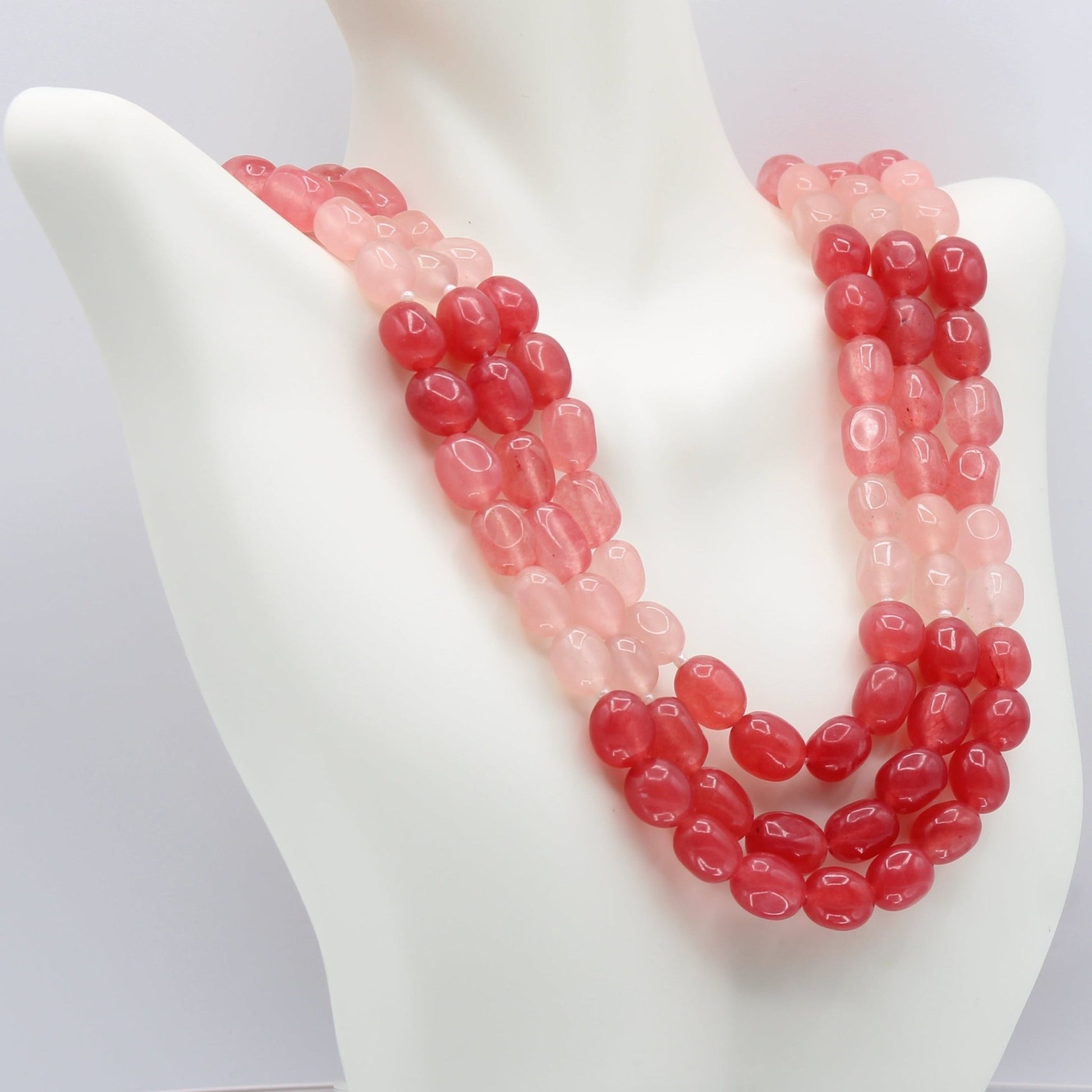 Multi Color Jade Necklace - 3 Strand - Taj Mahal Gems