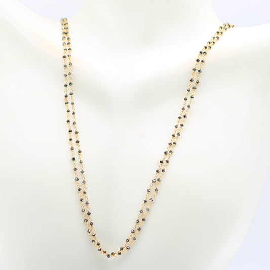 Black Diamond 2 Strand Necklace - 22K Gold - Taj Mahal Gems