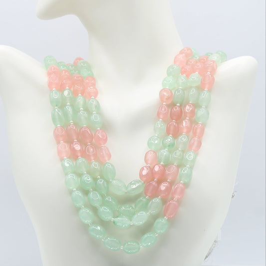 Bi-Color Jade Necklace Multi Strand