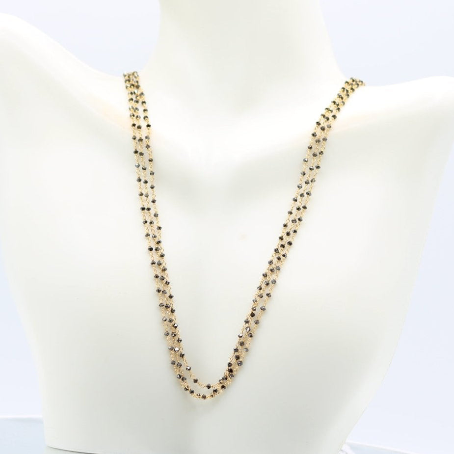 Black Diamond with 22K Gold - 3 Strand Necklace - Taj Mahal Gems