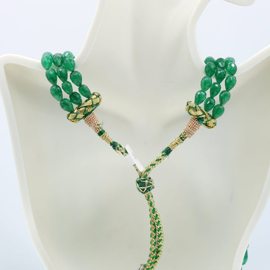 Emerald Vivid Green Pear Beaded Necklace