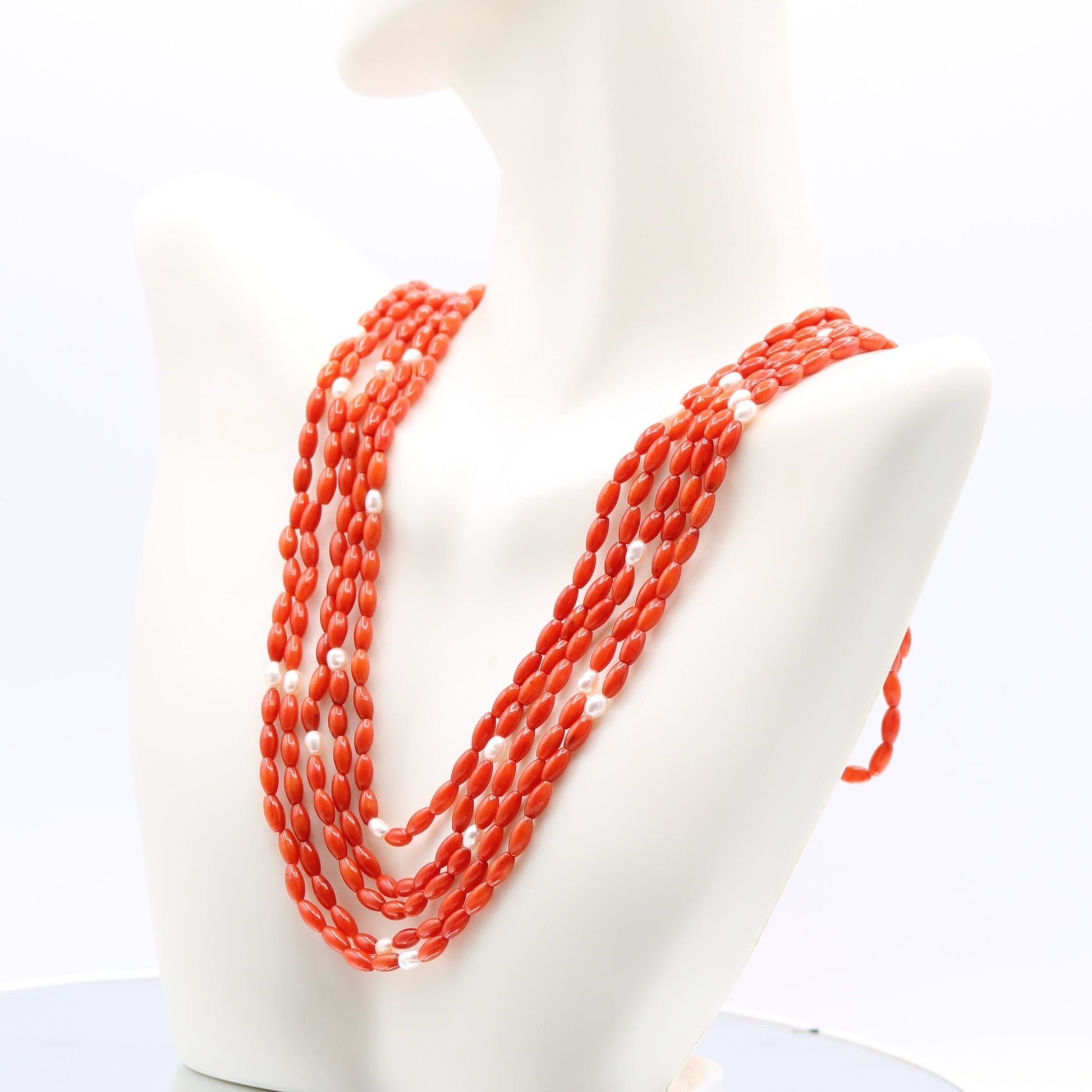 Taiwan Coral with Fresh Water Pearl - Taj Mahal Gems