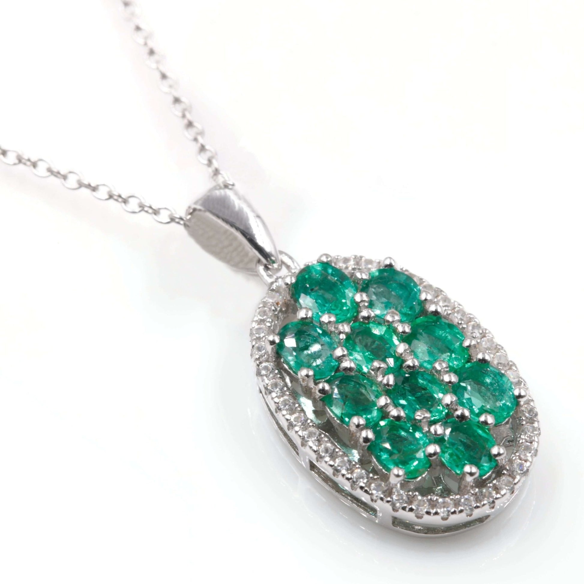 925 Natural Emerald Pendant Necklace - Taj Mahal Gems