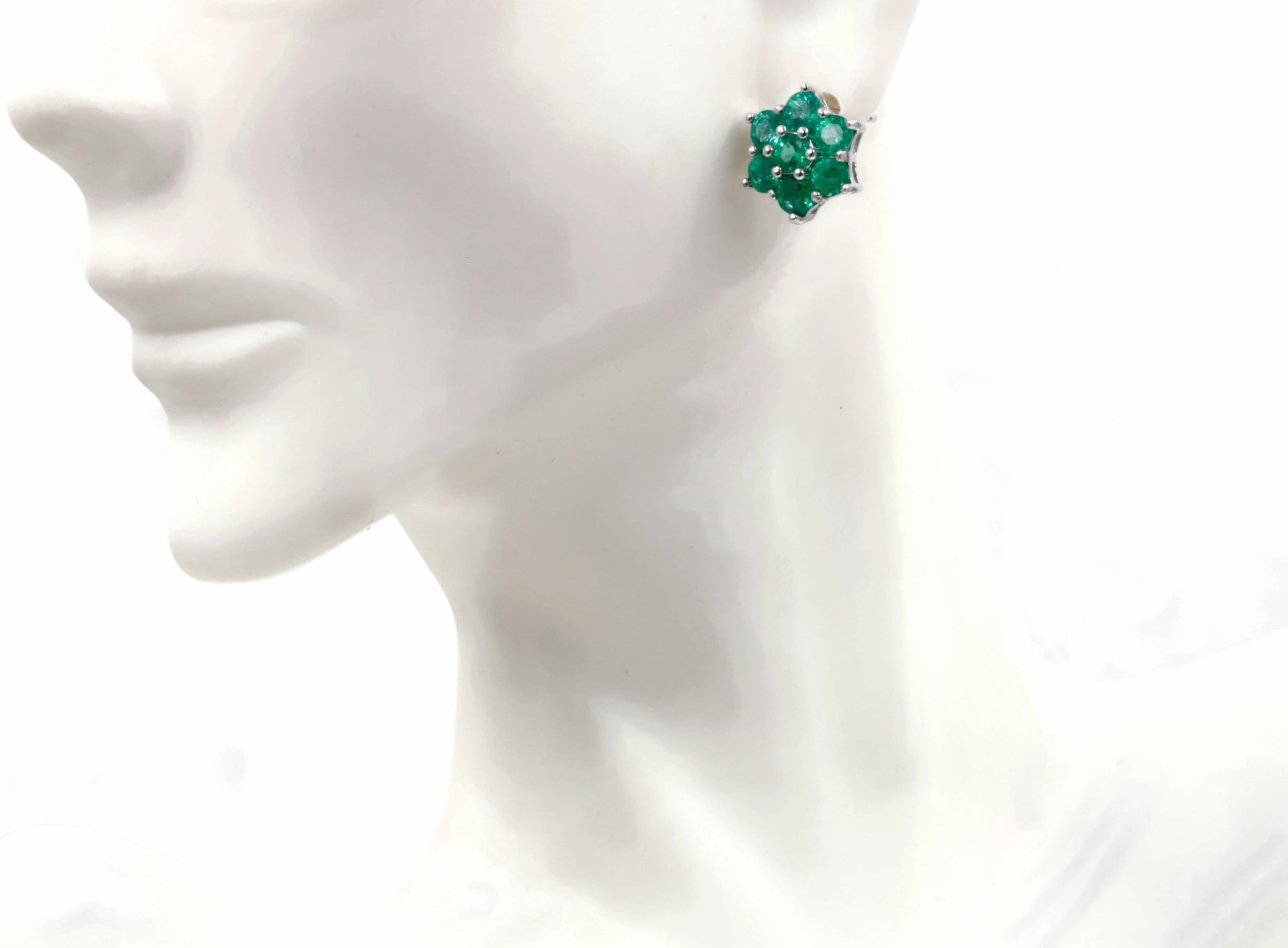 925 Natural Emerald Stud Earrings SKU:6142032 - Taj Mahal Gems