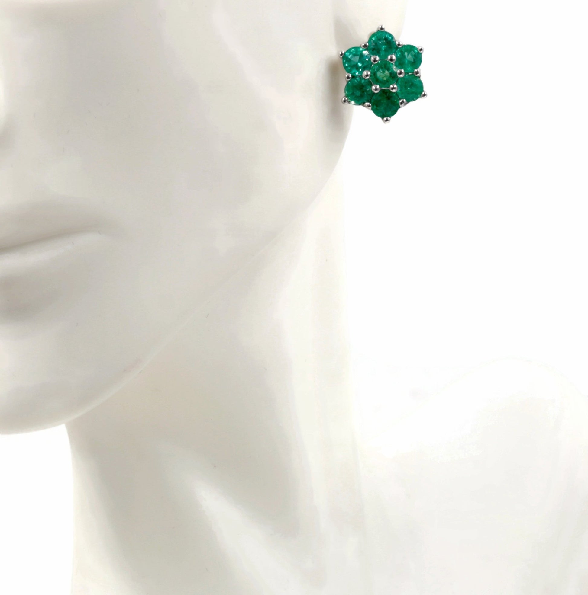 925 Natural Emerald Stud Earrings SKU:6142032 - Taj Mahal Gems