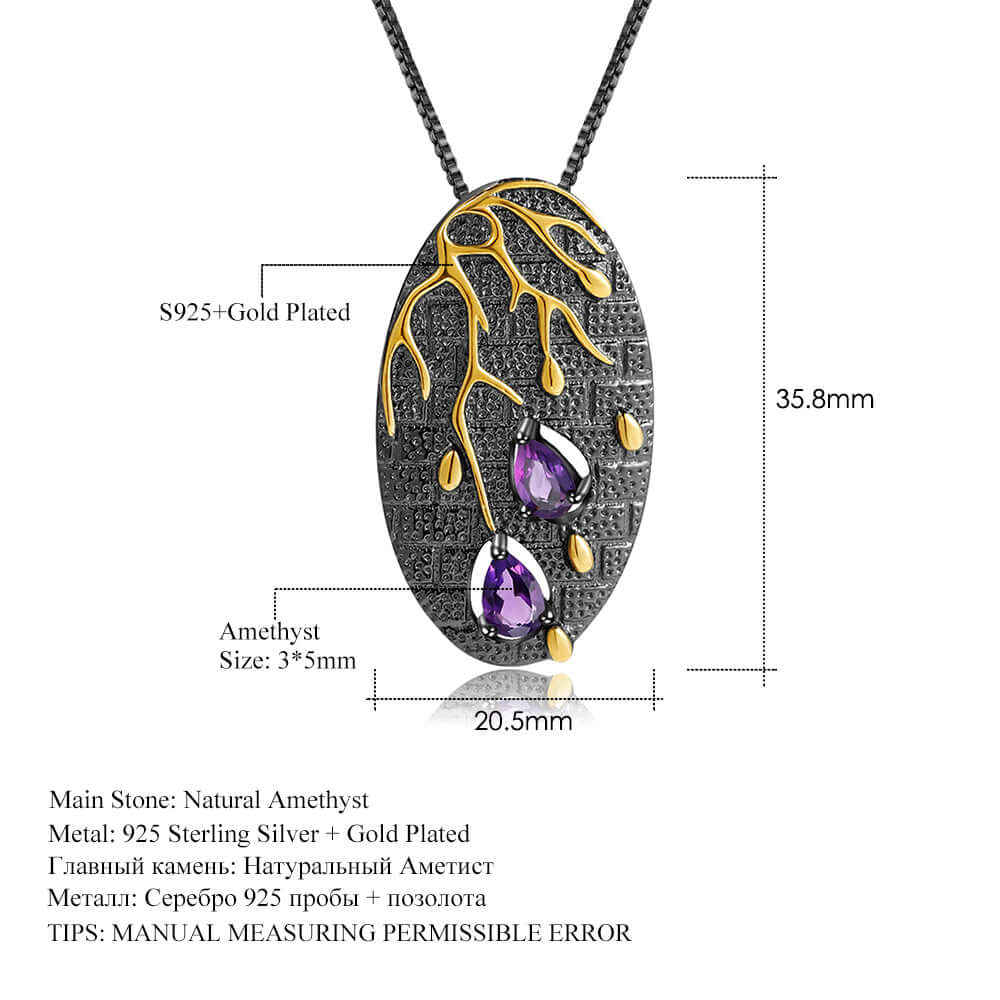 925 Sterling Silver Gemstone Tree Pendant Necklace - Taj Mahal Gems