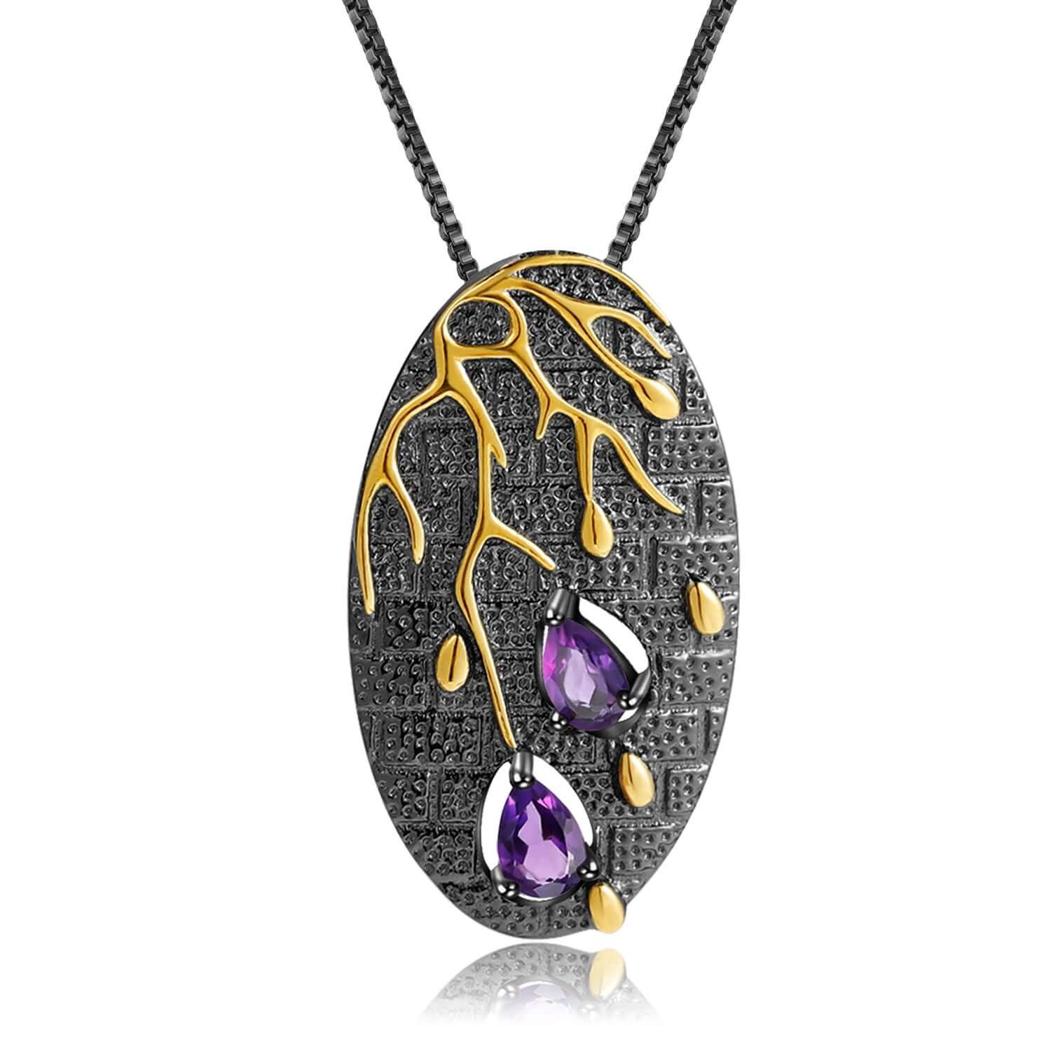 925 Sterling Silver Gemstone Tree Pendant Necklace - Taj Mahal Gems