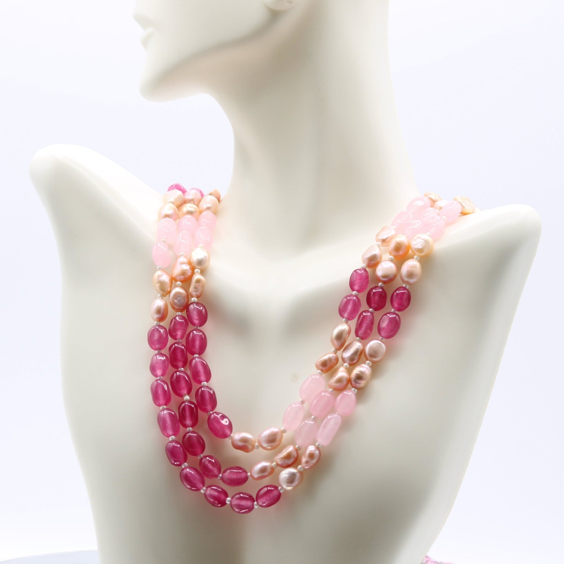 Pink & Rose Jade Necklace - Taj Mahal Gems