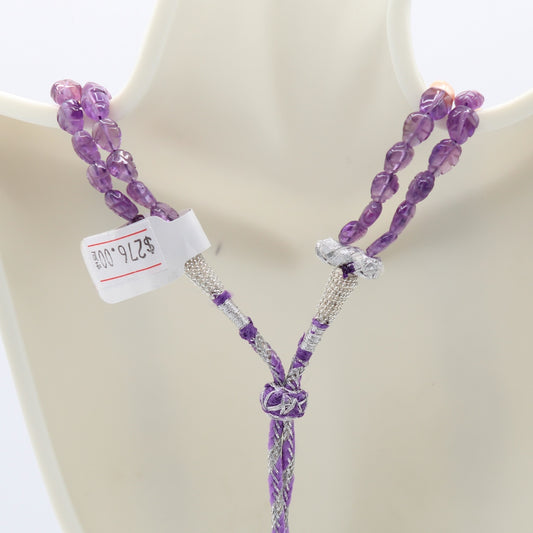 Amethyst with Pearl Necklace - Elegance and Purity