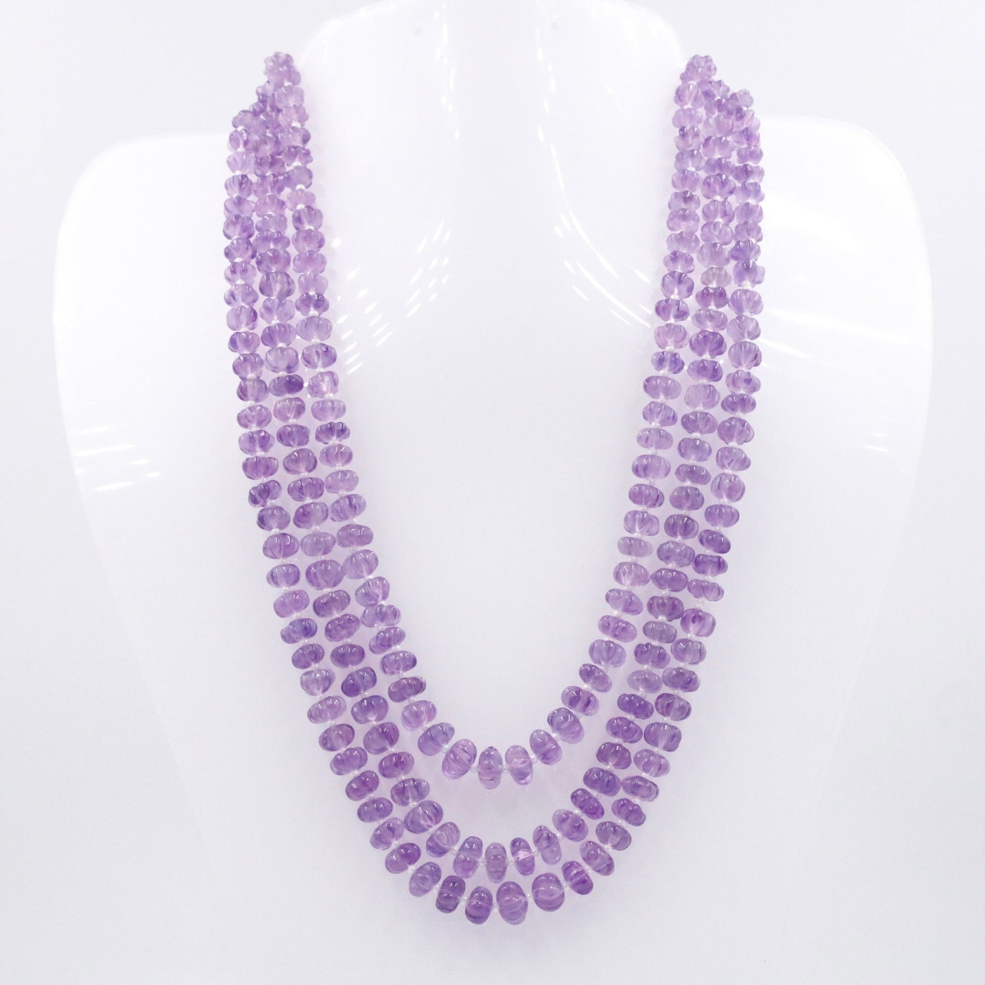 Amethyst Pumpkin Beads Necklace - Taj Mahal Gems