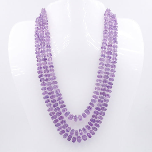 Amethyst Pumpkin Beads Necklace - Taj Mahal Gems