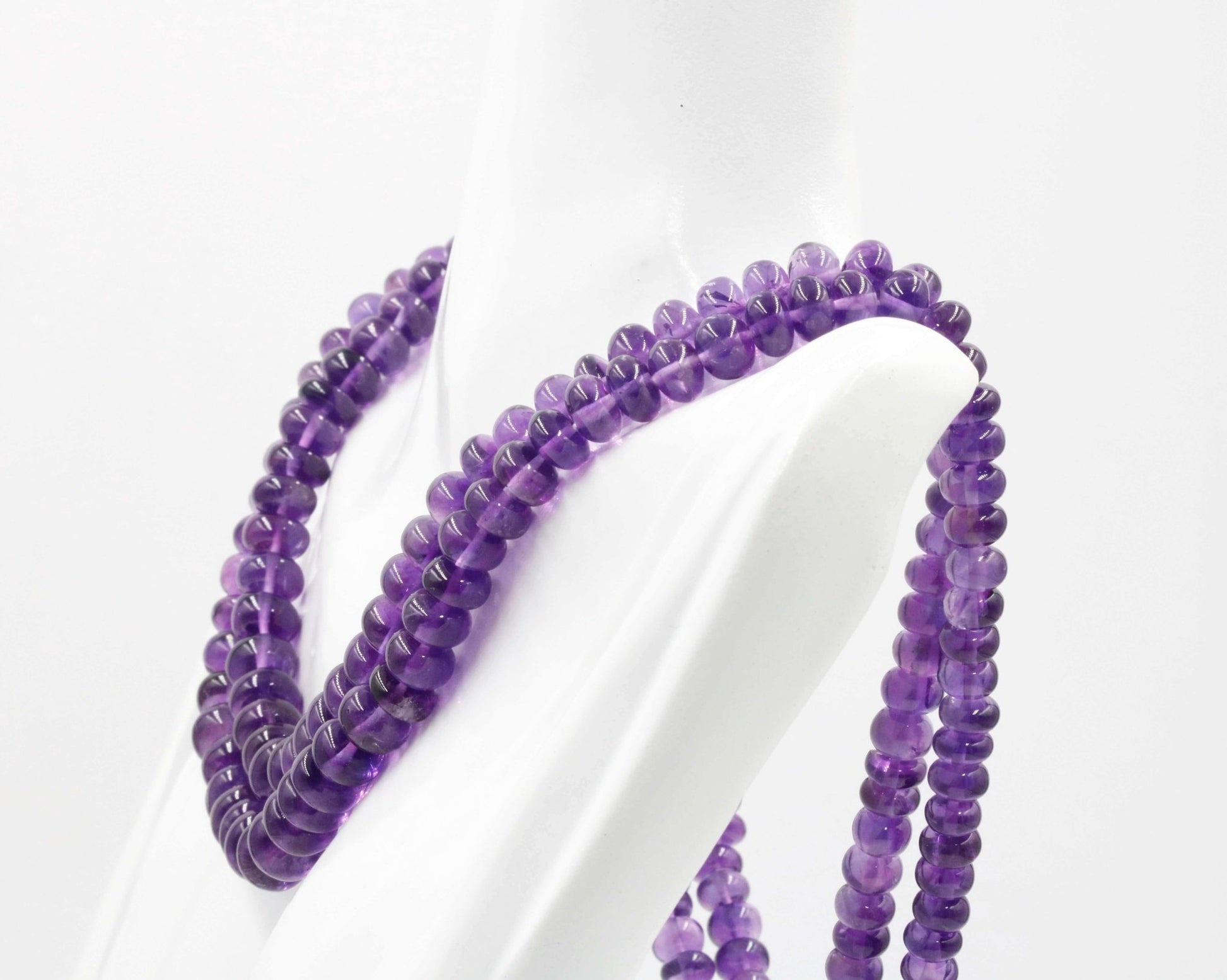 Amethyst Quartz Multi - Strand Beaded Necklace - Taj Mahal Gems